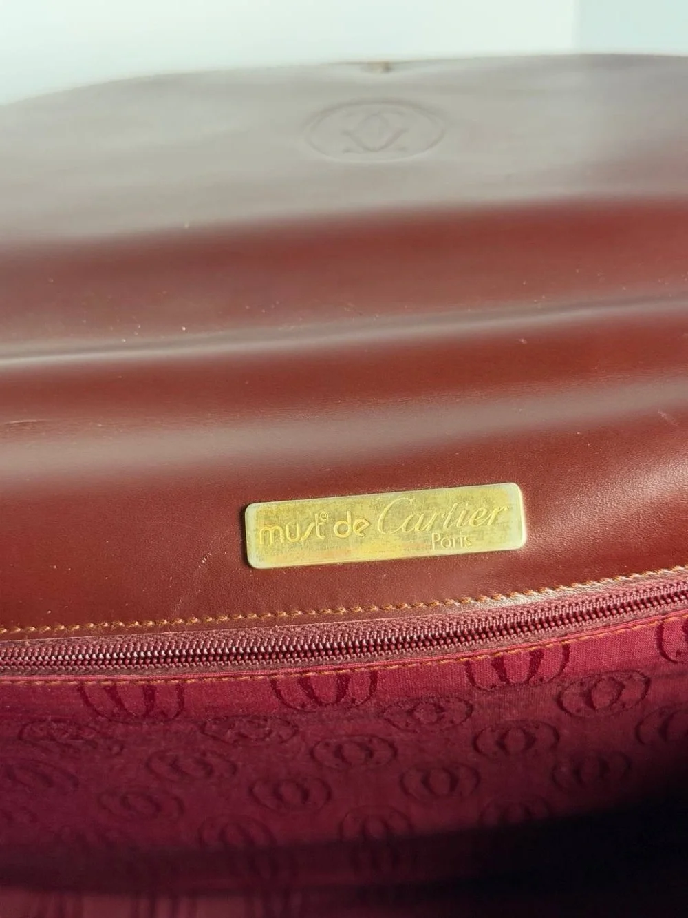 Vintage Cartier Must De Cartier Burgundy Leather Old Money Briefcase